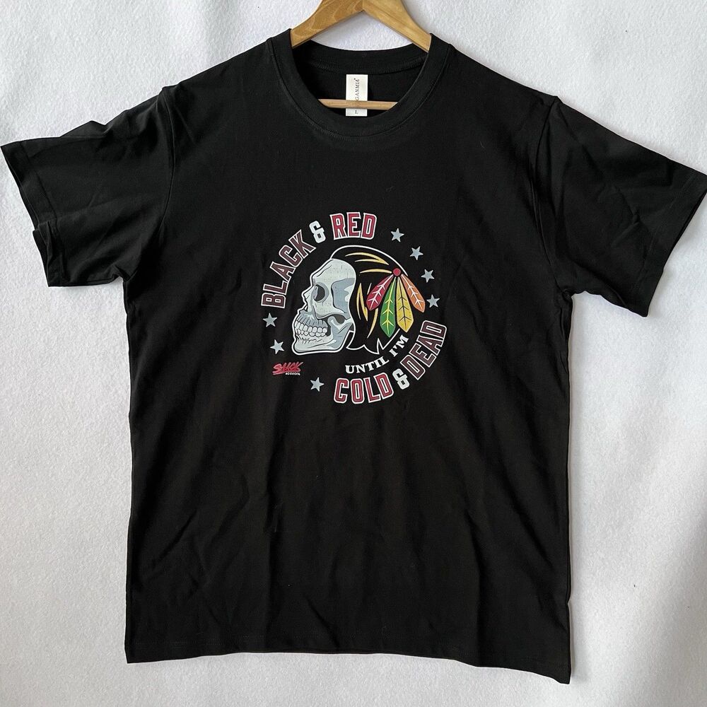 Chicago Blackhawks - Black And Red Until I’m Cold And Dead T-shirt - Size Large
